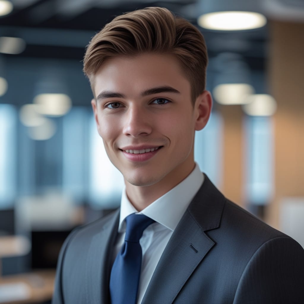 Professional AI headshot for LinkedIn wearing a high-end tailored suit with approachable smile
