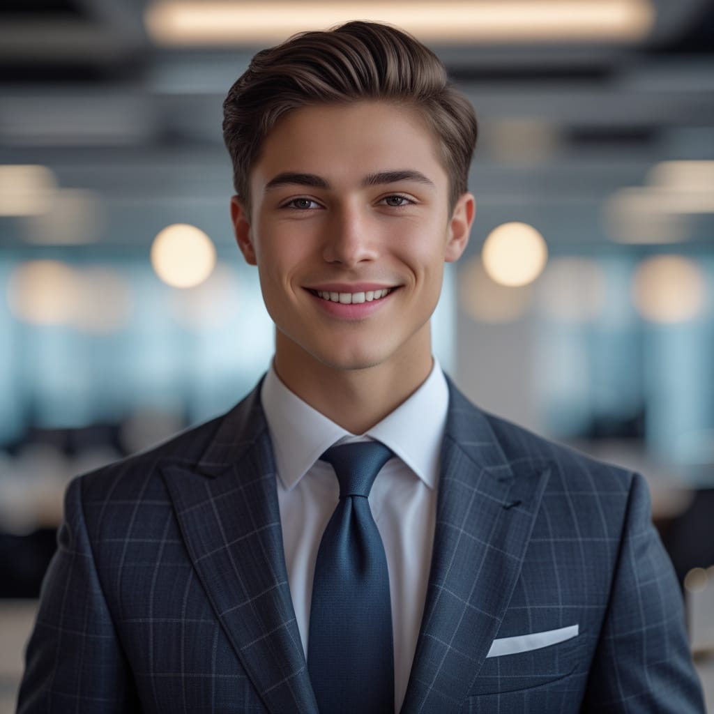 Professional AI headshot of a businessman in a suit for LinkedIn profile