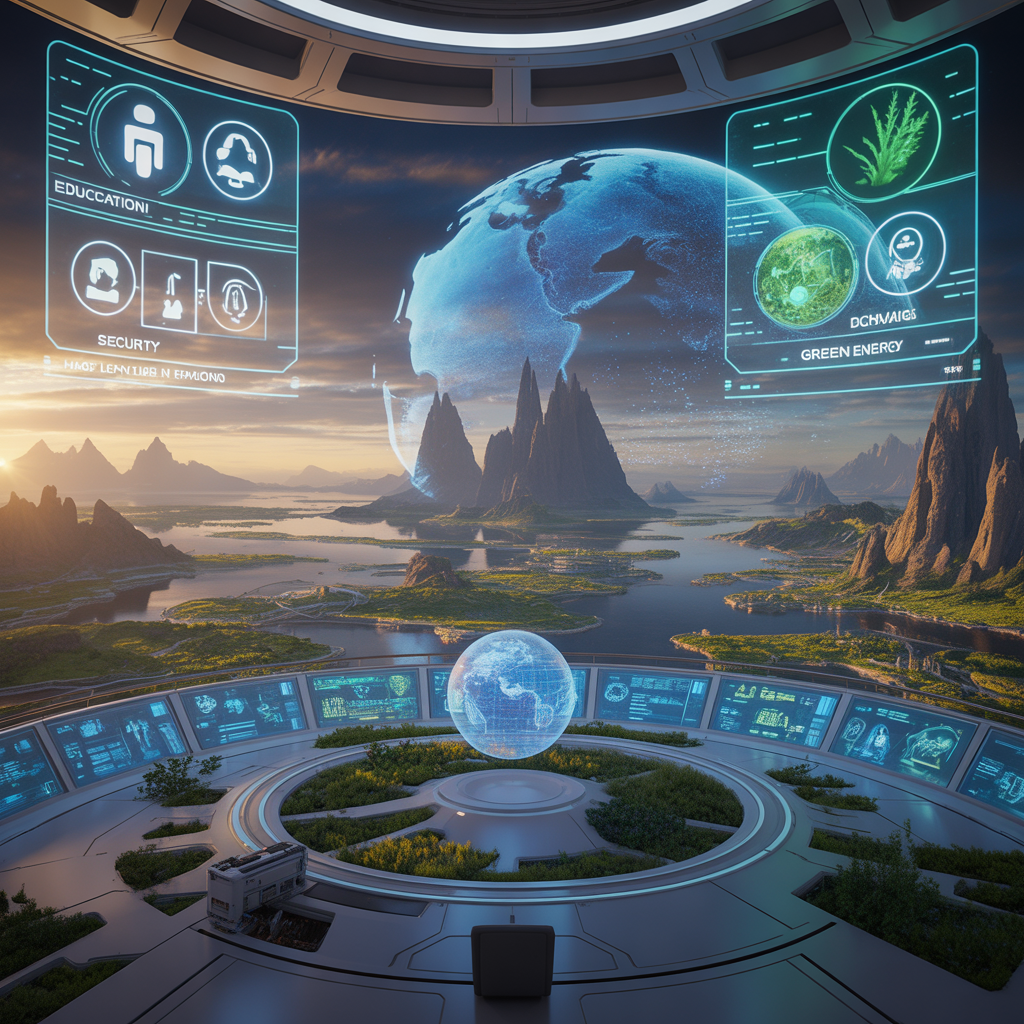 Comprehensive AI roadmap 2026 showing education security and sustainability icons